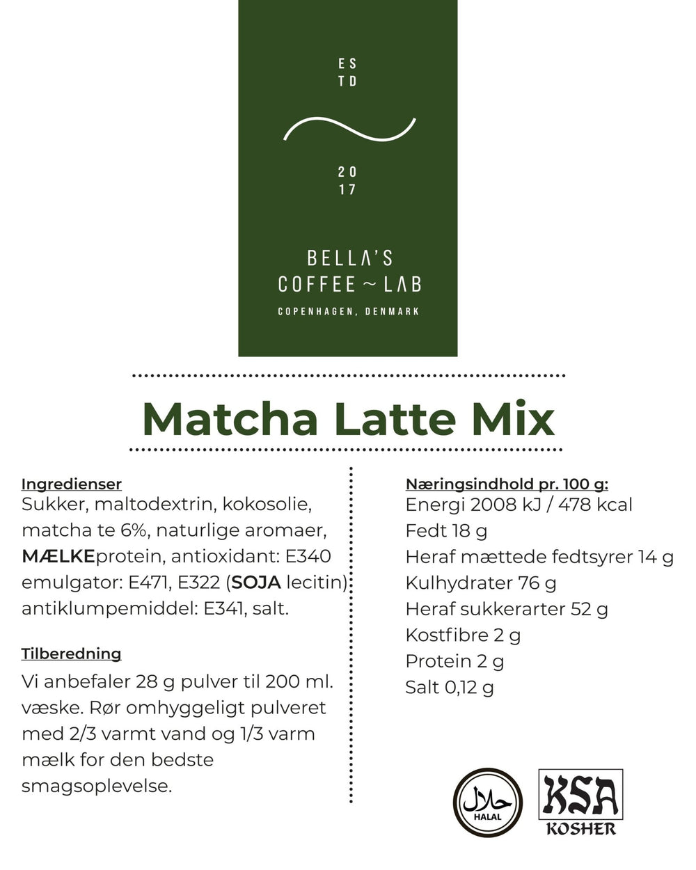 Matcha Latte Mix - Bellas Coffee Lab
